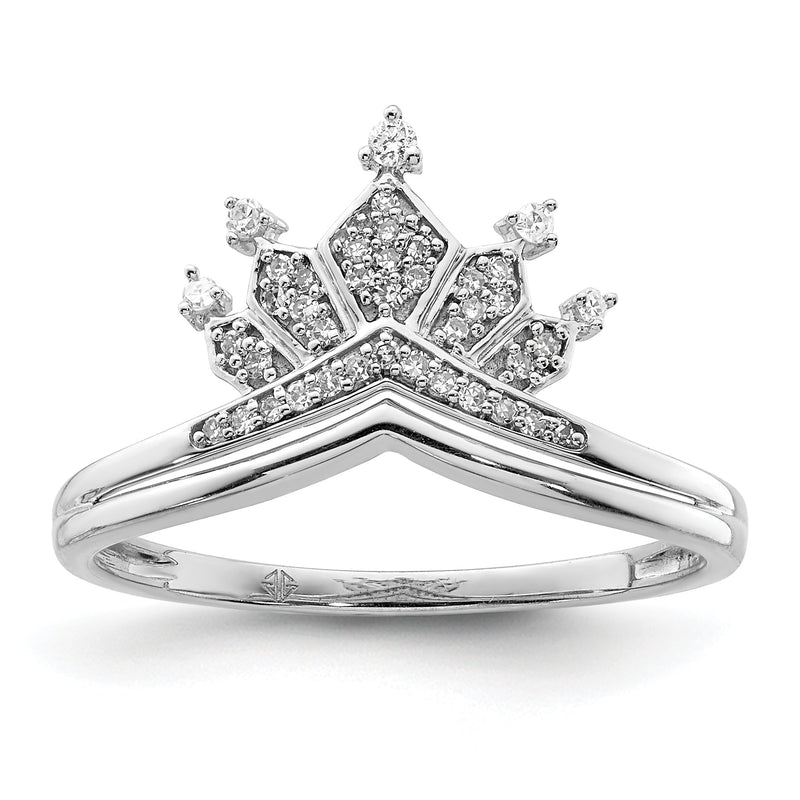Sterlingsilber Rhodiniert Diamant Krone Ring