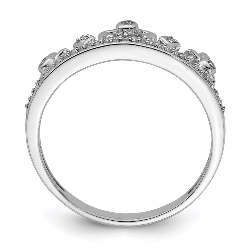 Sterlingsilber Rhodiniert Diamant Krone Ring