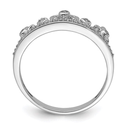 Sterlingsilber Rhodiniert Diamant Krone Ring
