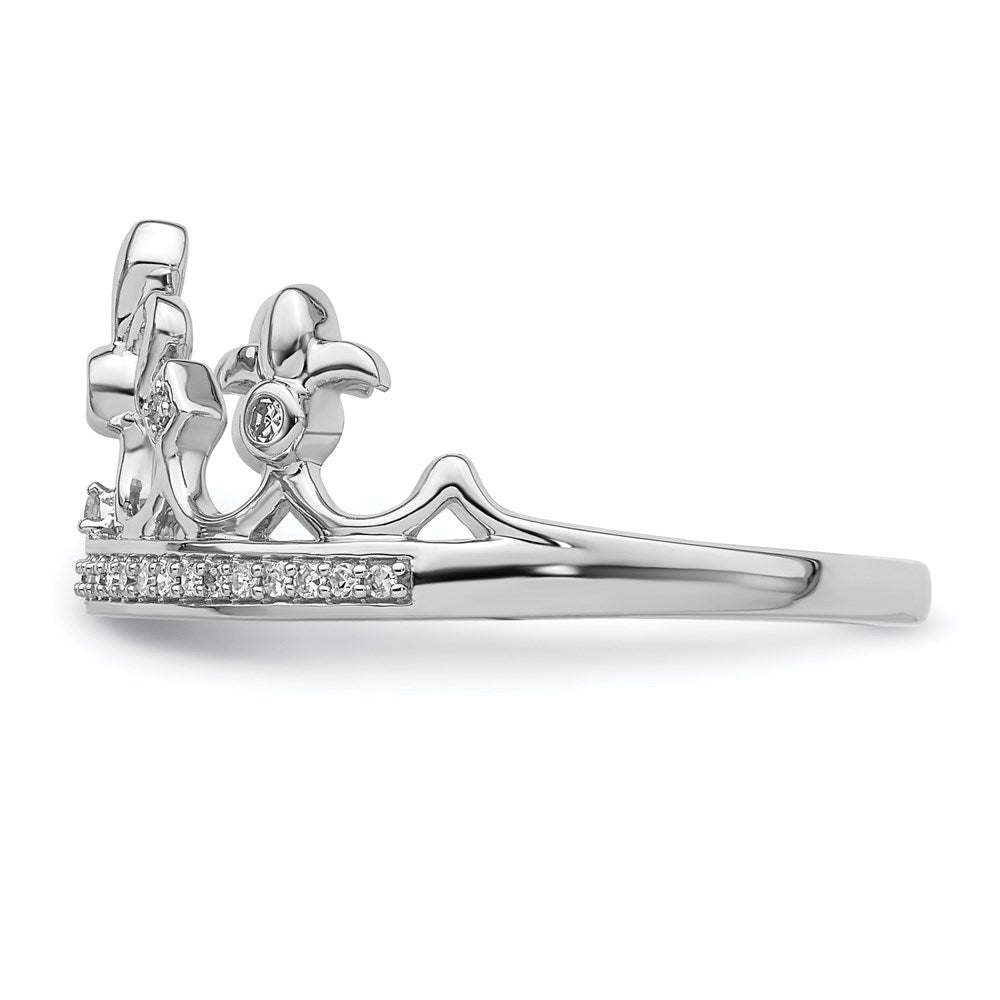 Sterlingsilber Rhodiniert Diamant Krone Ring