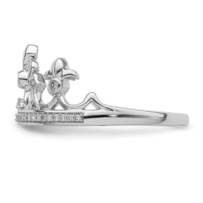 Sterlingsilber Rhodiniert Diamant Krone Ring