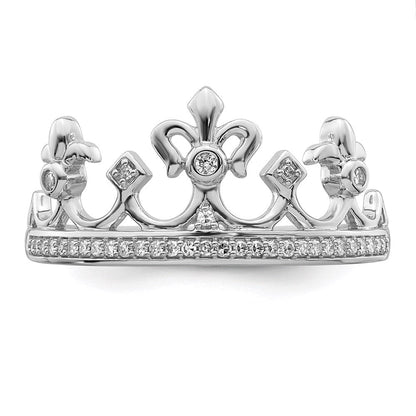 Sterlingsilber Rhodiniert Diamant Krone Ring