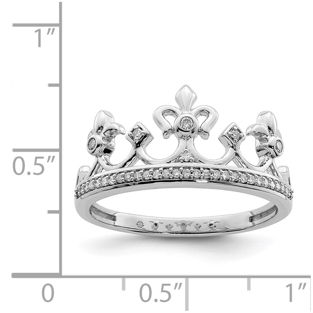 Sterlingsilber Rhodiniert Diamant Krone Ring