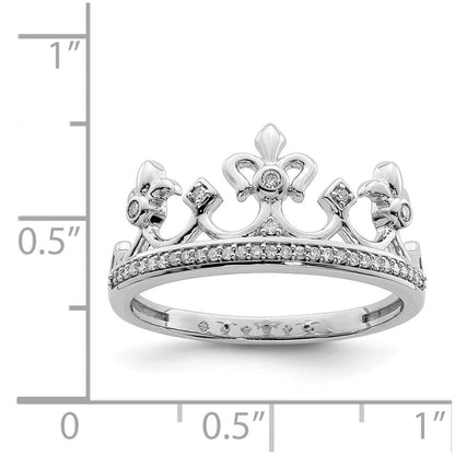 Sterlingsilber Rhodiniert Diamant Krone Ring
