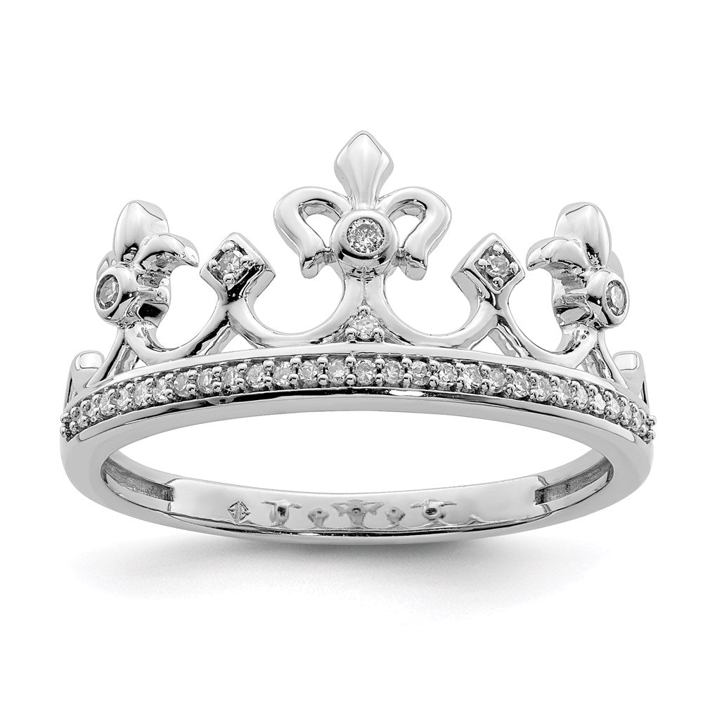Sterlingsilber Rhodiniert Diamant Krone Ring