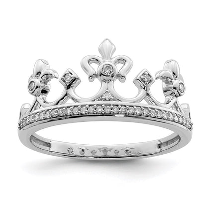 Sterlingsilber Rhodiniert Diamant Krone Ring