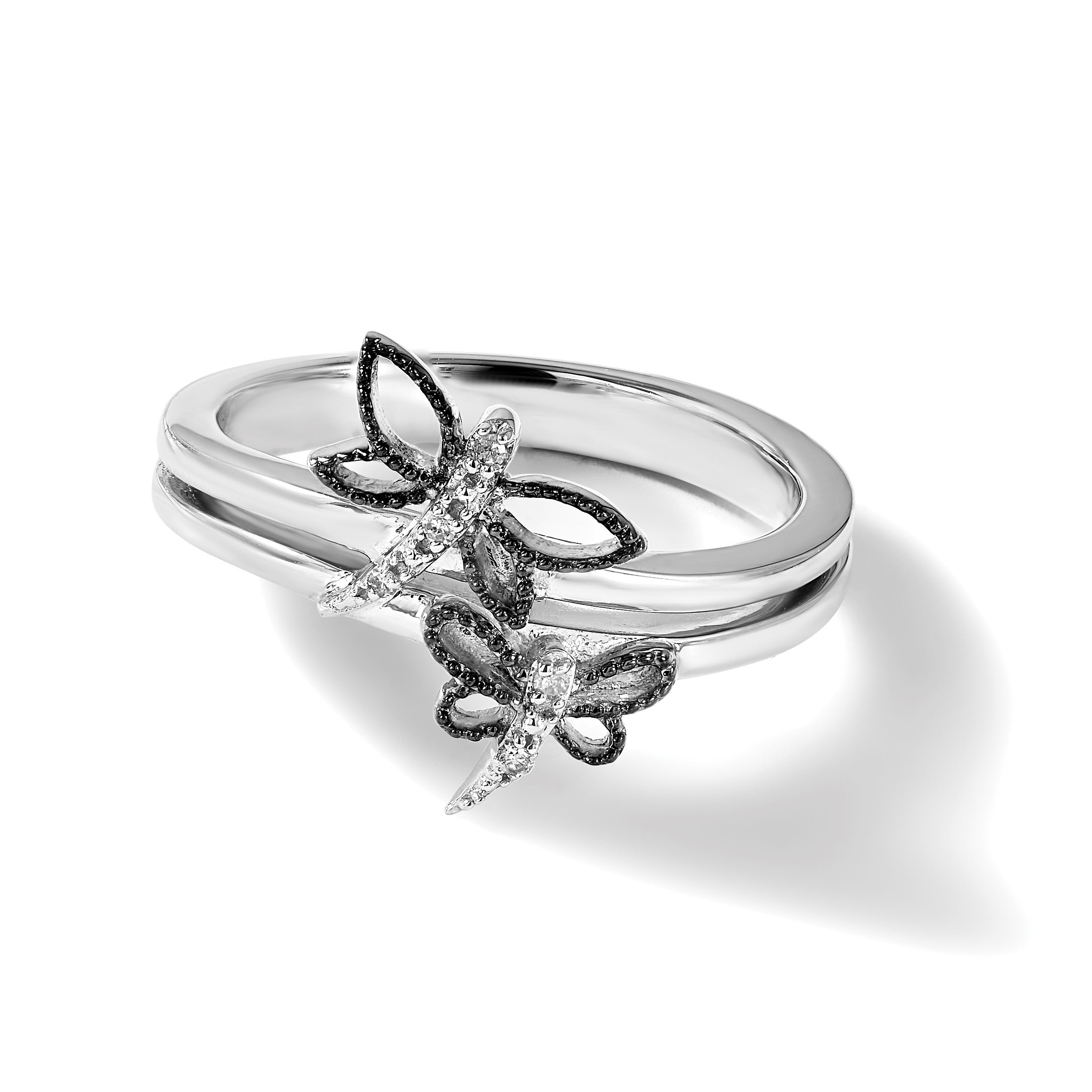 Sterlingsilber Diamant Rhodiniert Libelle Ring