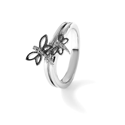 Sterlingsilber Diamant Rhodiniert Libelle Ring