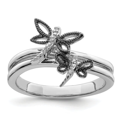 Sterlingsilber Diamant Rhodiniert Libelle Ring