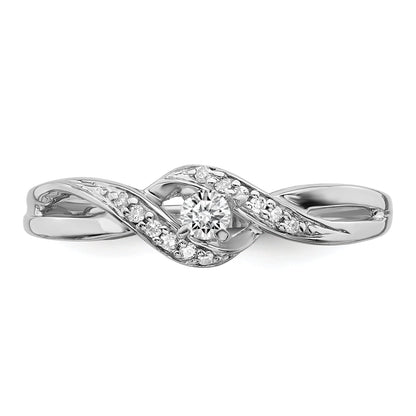 Sterlingsilber Rhodiniert Diamant Versprechen Ring