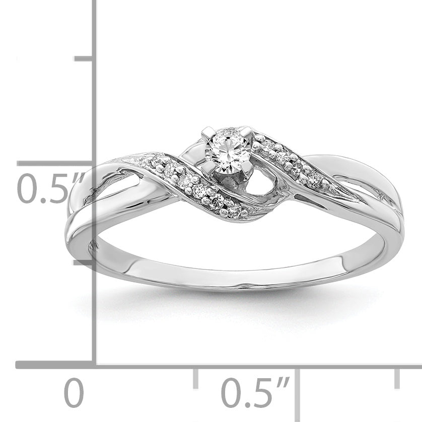 Sterlingsilber Rhodiniert Diamant Versprechen Ring