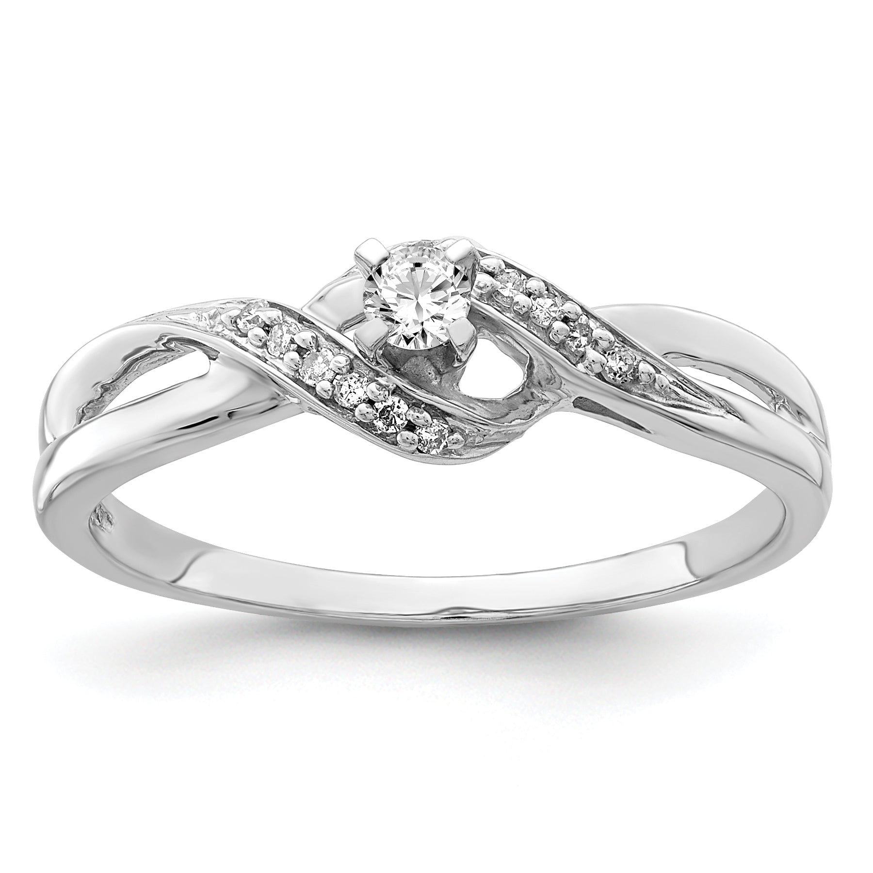 Sterlingsilber Rhodiniert Diamant Versprechen Ring
