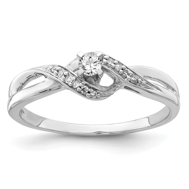 Sterlingsilber Rhodiniert Diamant Versprechen Ring
