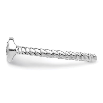 Sterlingsilber Rhodiniert Weiß Diamant Stapelbar Ring