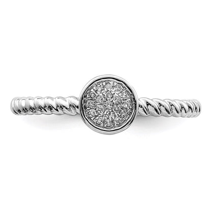 Sterlingsilber Rhodiniert Weiß Diamant Stapelbar Ring