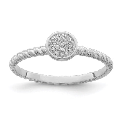 Sterlingsilber Rhodiniert Weiß Diamant Stapelbar Ring