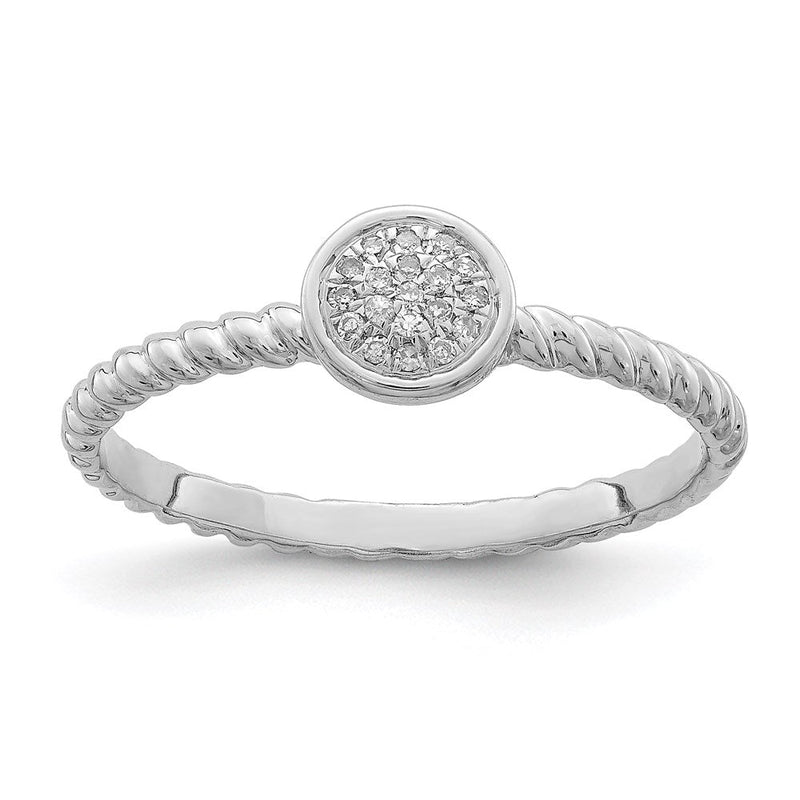 Sterlingsilber Rhodiniert Weiß Diamant Stapelbar Ring