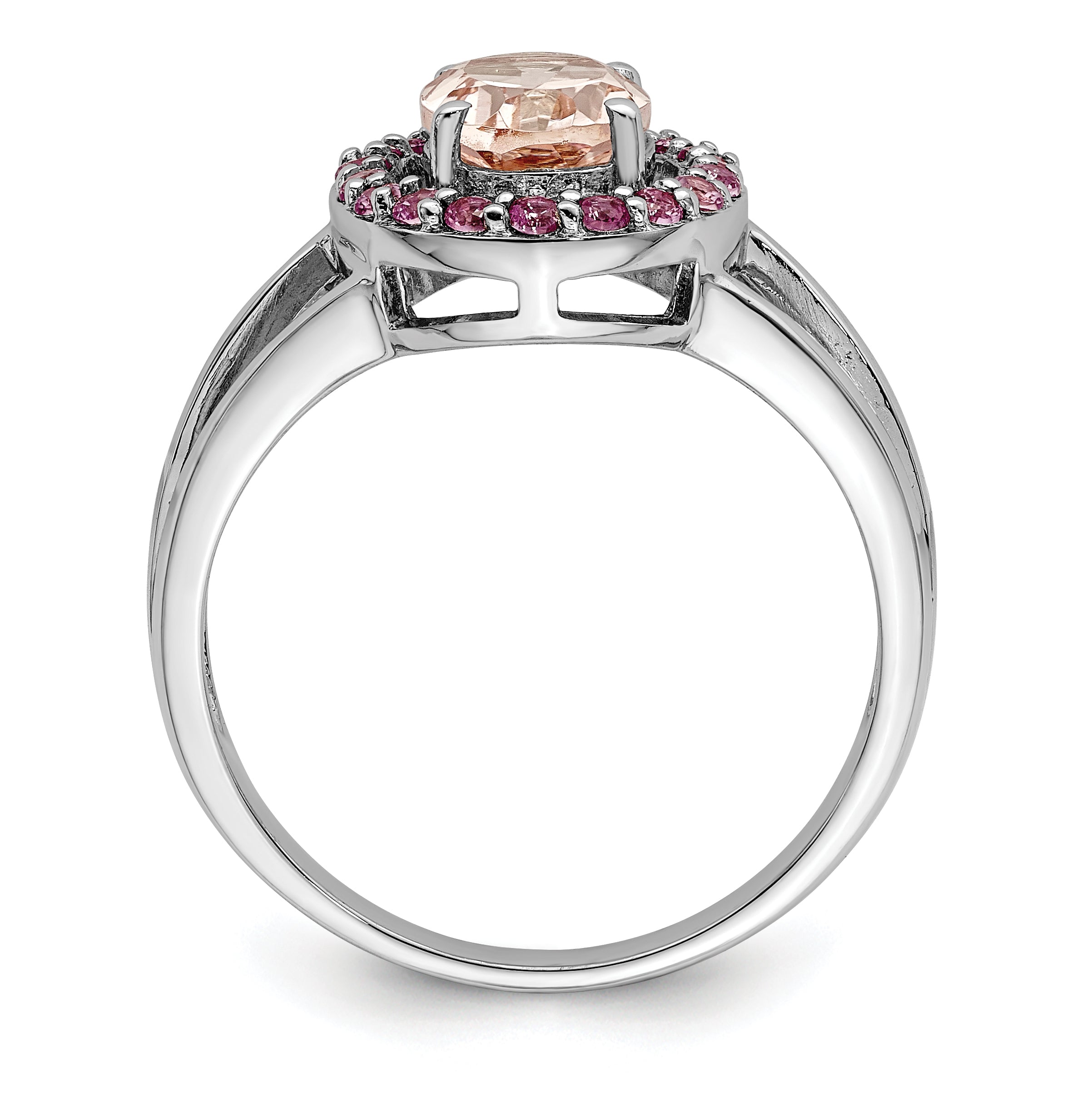 Sterlingsilber Rhodium Morganit & Rosa Saphir Oval Ring