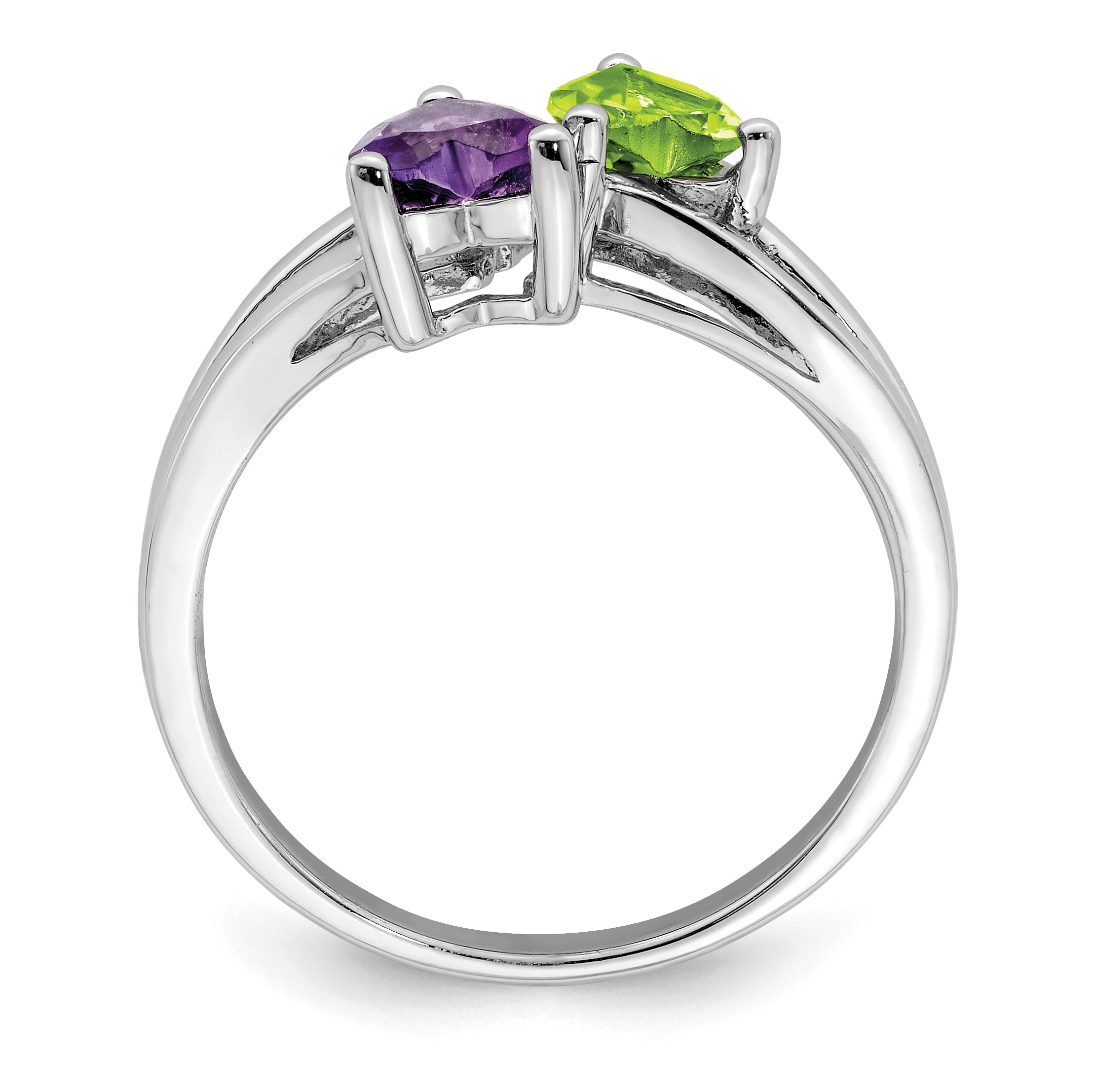 Sterlingsilber Rhodium Amethyst & Peridot Diamant Ring