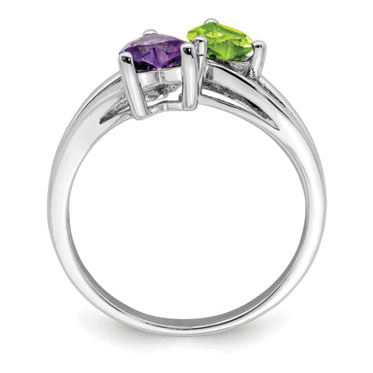 Sterlingsilber Rhodium Amethyst & Peridot Diamant Ring
