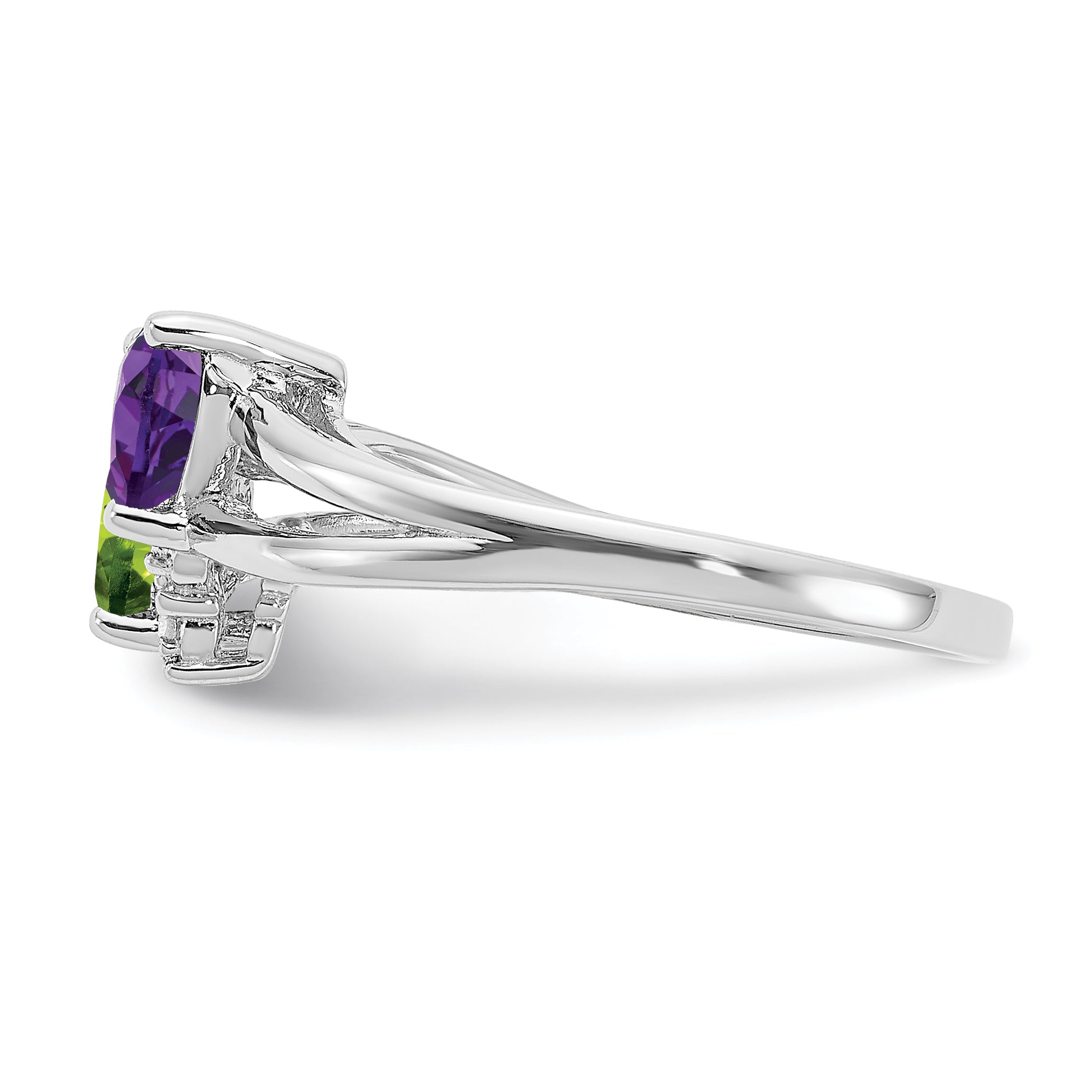 Sterlingsilber Rhodium Amethyst & Peridot Diamant Ring