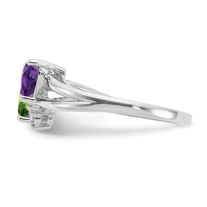 Sterlingsilber Rhodium Amethyst & Peridot Diamant Ring