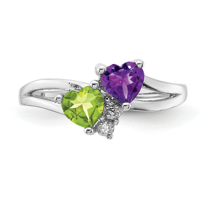 Sterlingsilber Rhodium Amethyst & Peridot Diamant Ring