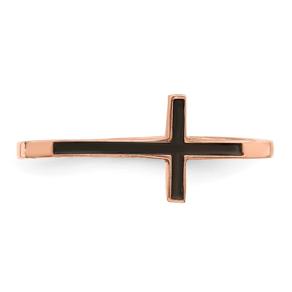 Sterlingsilber Rose Vergoldet Antikisiert Seitlich Kreuz Ring