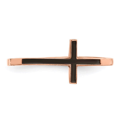 Sterlingsilber Rose Vergoldet Antikisiert Seitlich Kreuz Ring
