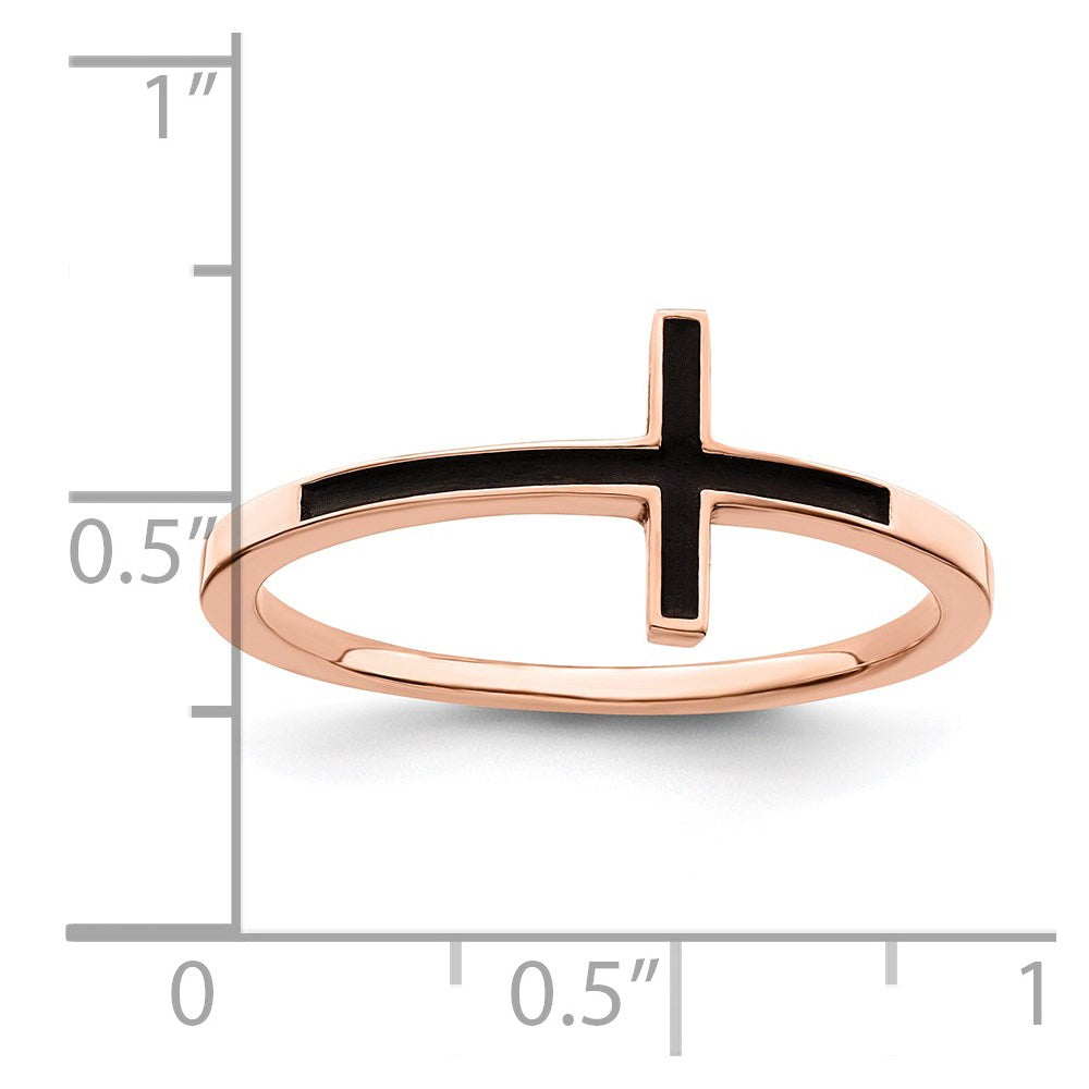 Sterlingsilber Rose Vergoldet Antikisiert Seitlich Kreuz Ring