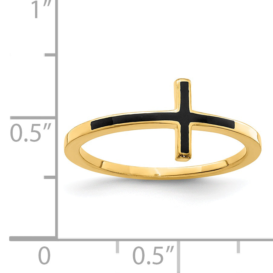 Sterlingsilber Gelb Vergoldet Antikisiert Seitlich Kreuz Ring