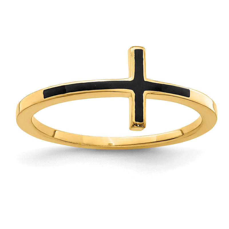Sterlingsilber Gelb Vergoldet Antikisiert Seitlich Kreuz Ring