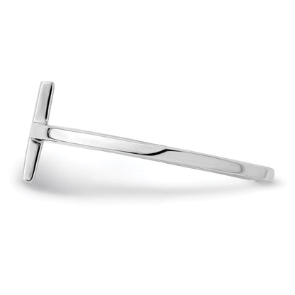 Sterlingsilber Rhodiniert Seitlich Kreuz Ring