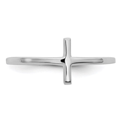 Sterlingsilber Rhodiniert Seitlich Kreuz Ring