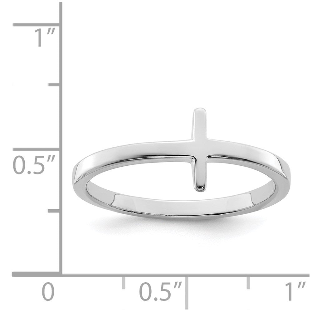 Sterlingsilber Rhodiniert Seitlich Kreuz Ring