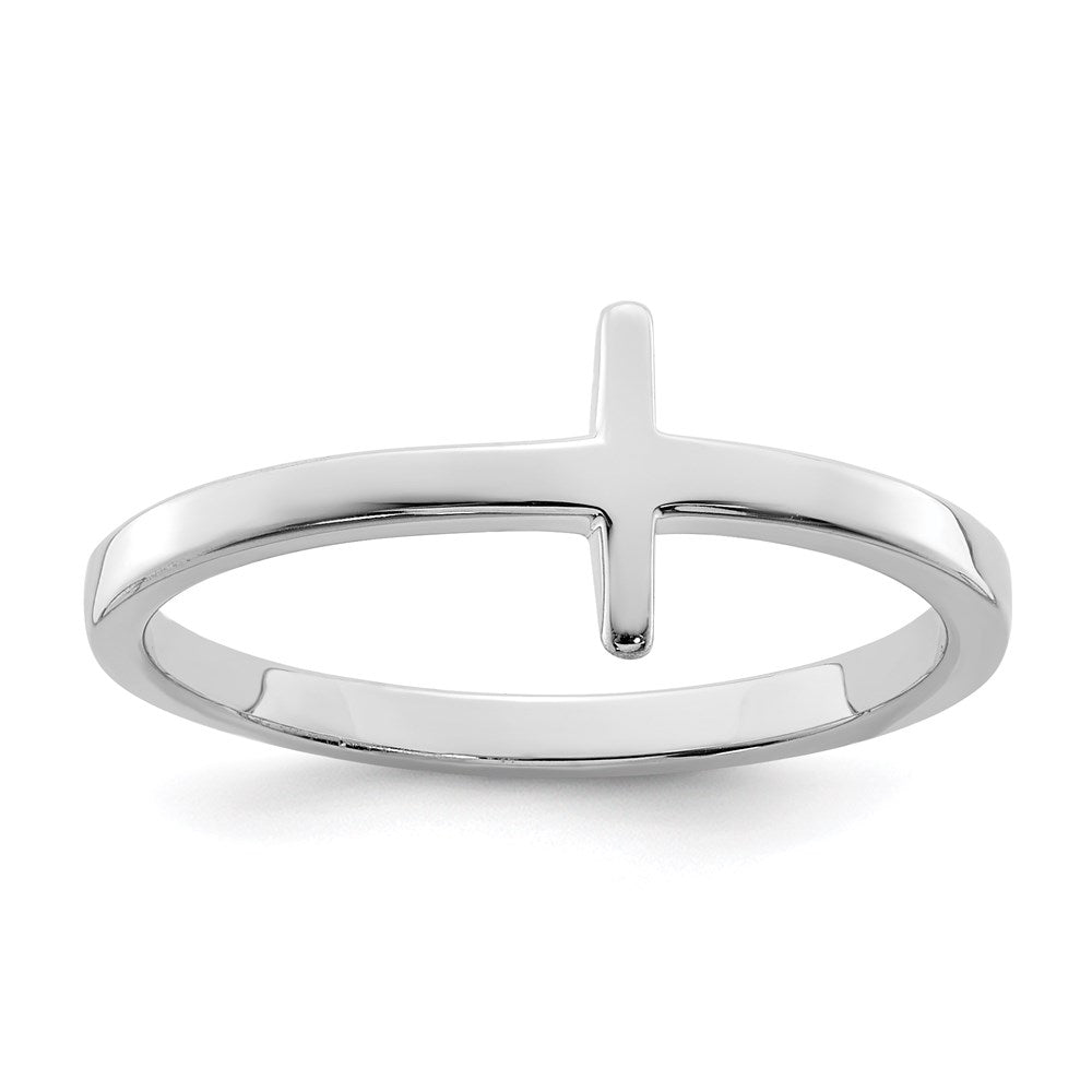 Sterlingsilber Rhodiniert Seitlich Kreuz Ring