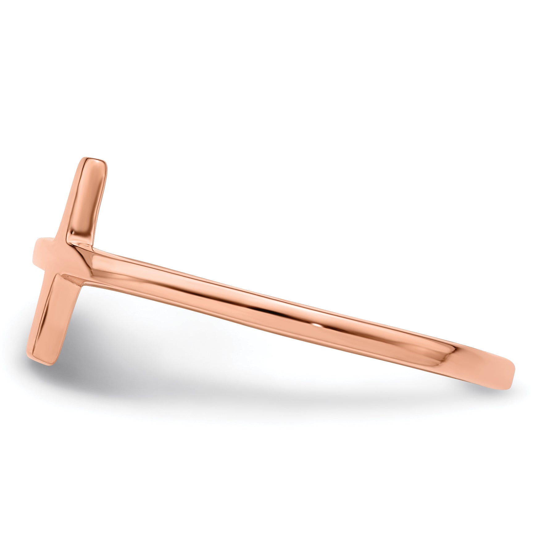 Sterlingsilber Rose Vergoldet Seitlich Kreuz Ring