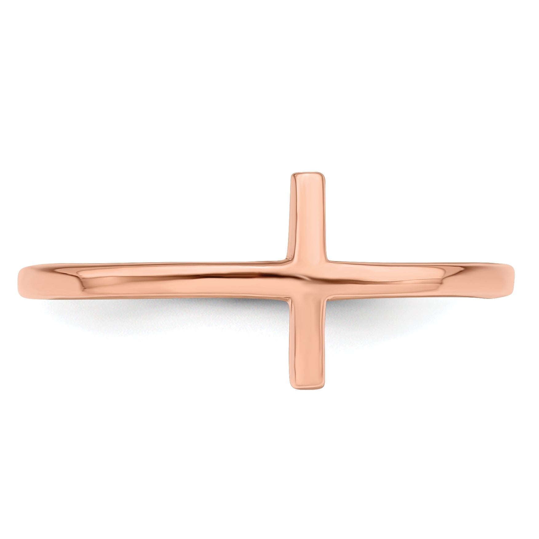 Sterlingsilber Rose Vergoldet Seitlich Kreuz Ring