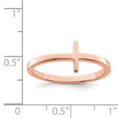 Sterlingsilber Rose Vergoldet Seitlich Kreuz Ring