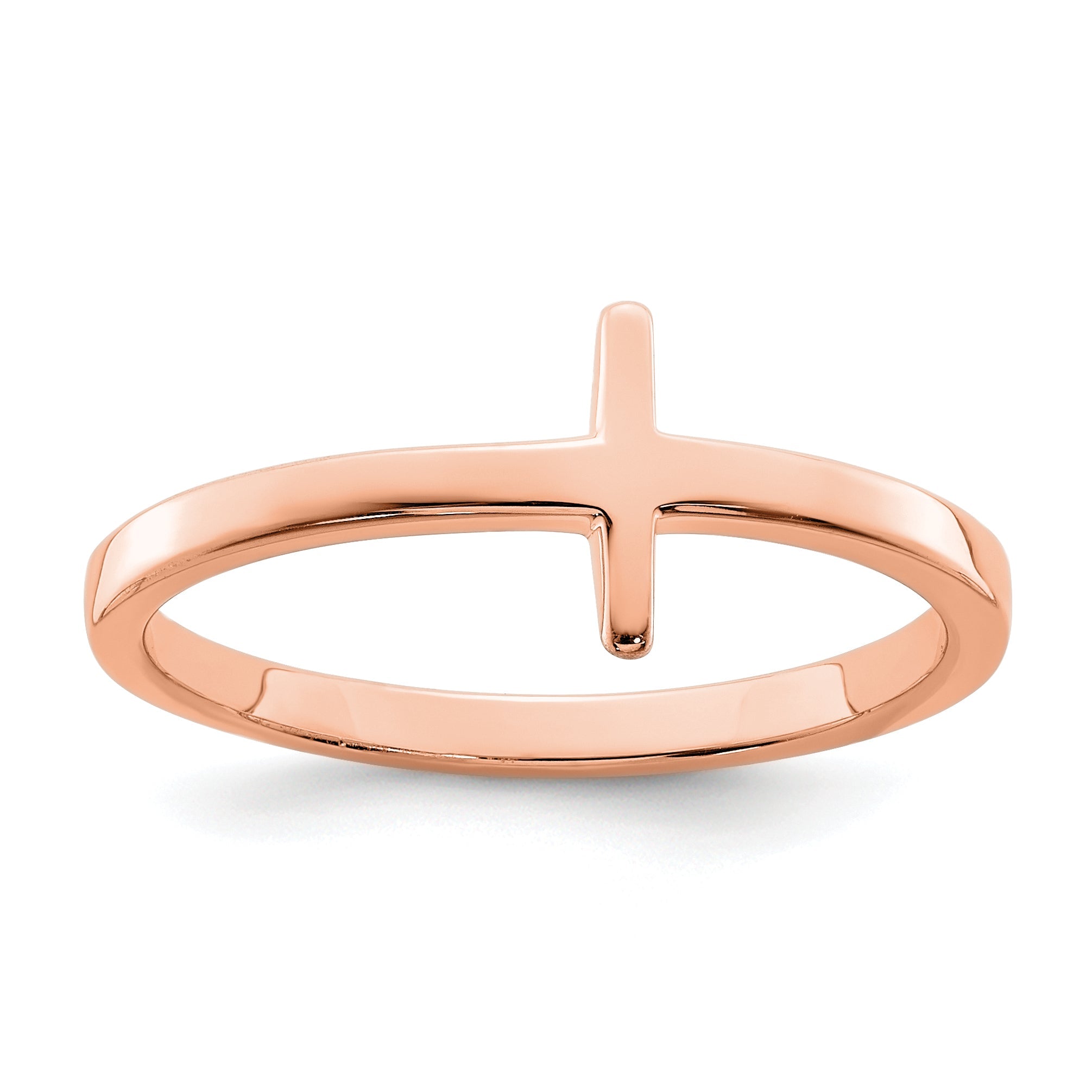 Sterlingsilber Rose Vergoldet Seitlich Kreuz Ring