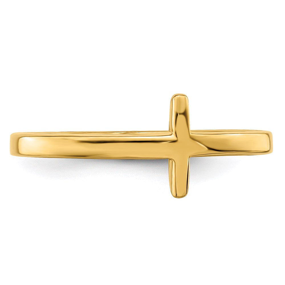Sterlingsilber Gelb Vergoldet Seitlich Kreuz Ring