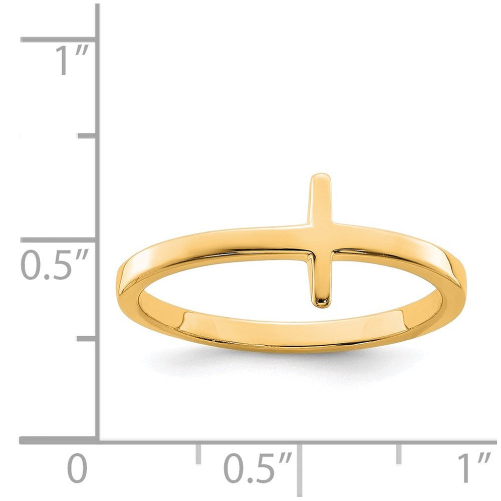 Sterlingsilber Gelb Vergoldet Seitlich Kreuz Ring