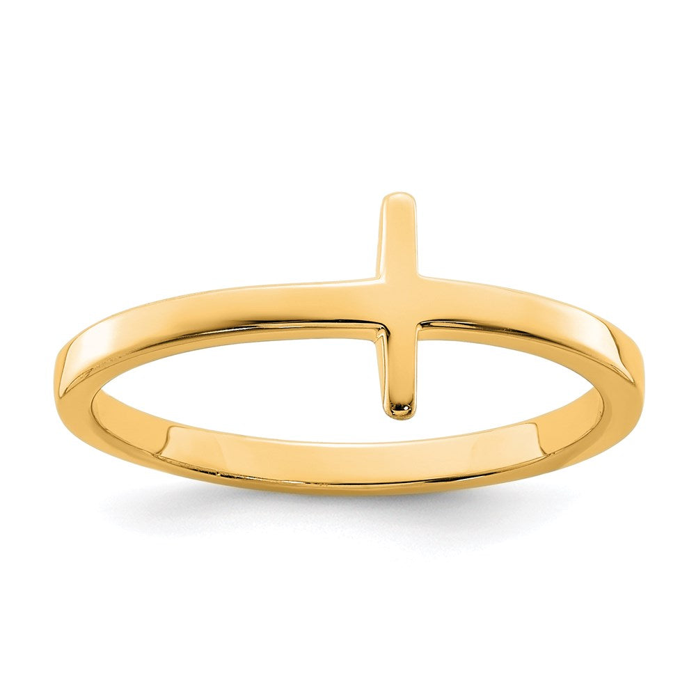 Sterlingsilber Gelb Vergoldet Seitlich Kreuz Ring