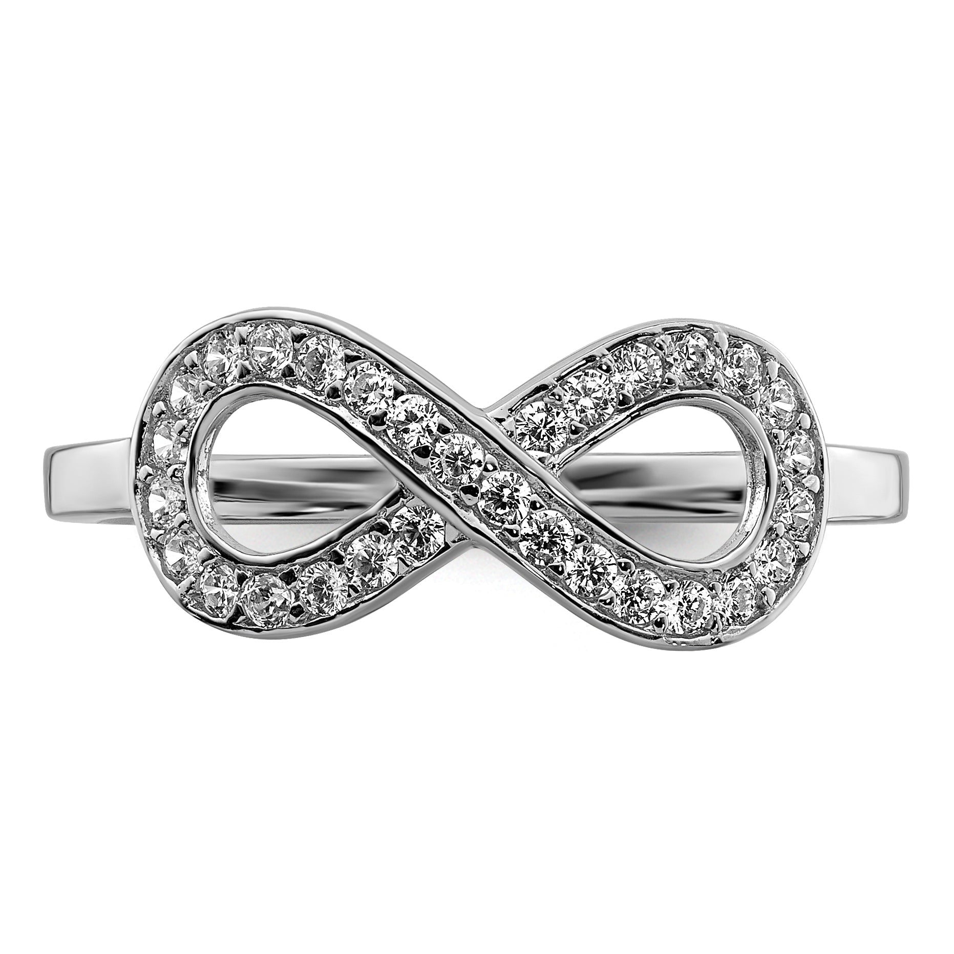 Sterlingsilber Rhodiniert Zirkonia Unendlichkeit Ring