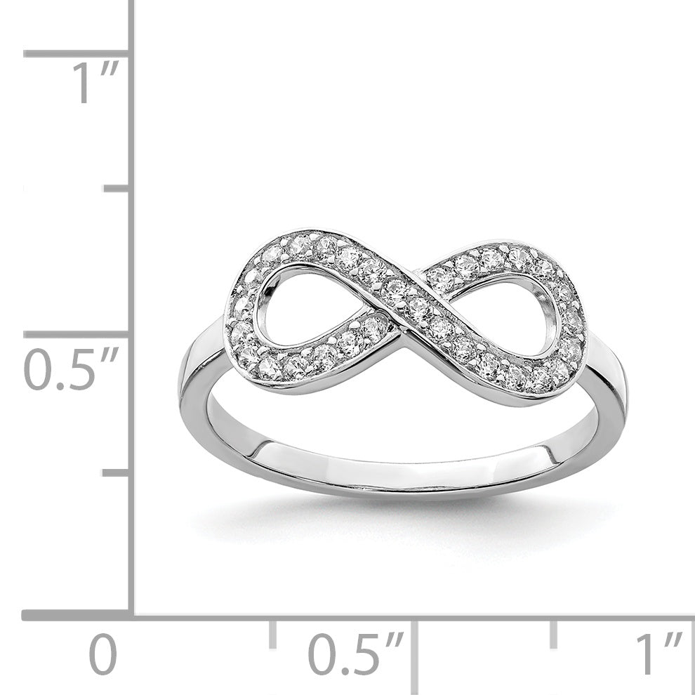 Sterlingsilber Rhodiniert Zirkonia Unendlichkeit Ring