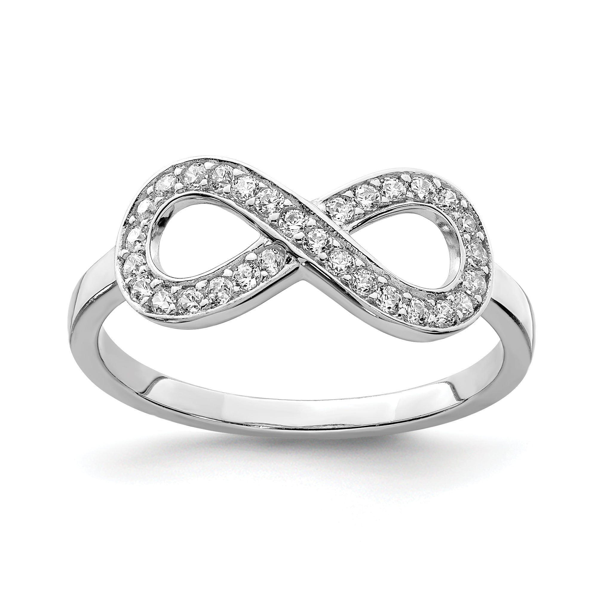 Sterlingsilber Rhodiniert Zirkonia Unendlichkeit Ring