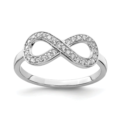 Sterlingsilber Rhodiniert Zirkonia Unendlichkeit Ring