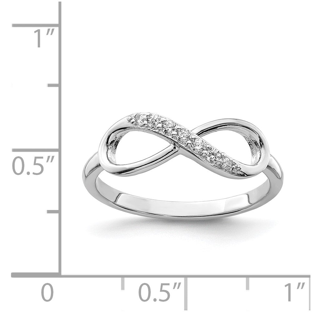 Sterlingsilber Rhodiniert Zirkonia Unendlichkeit Ring