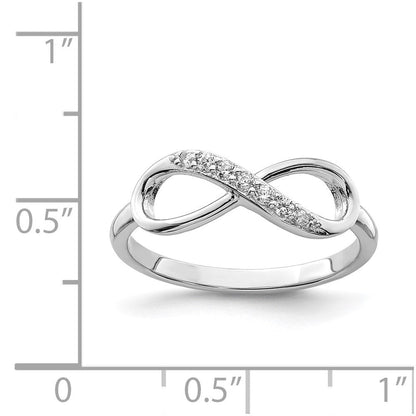 Sterlingsilber Rhodiniert Zirkonia Unendlichkeit Ring
