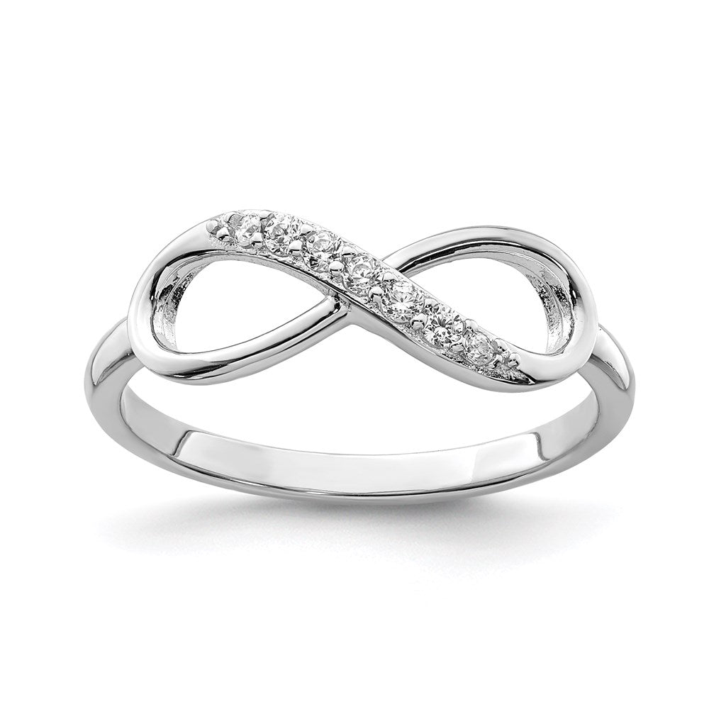 Sterlingsilber Rhodiniert Zirkonia Unendlichkeit Ring